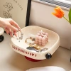 Dopamine cream high-legged fruit plate, cute new style, living room home coffee table, snack display plate, draining candy plate Specification image